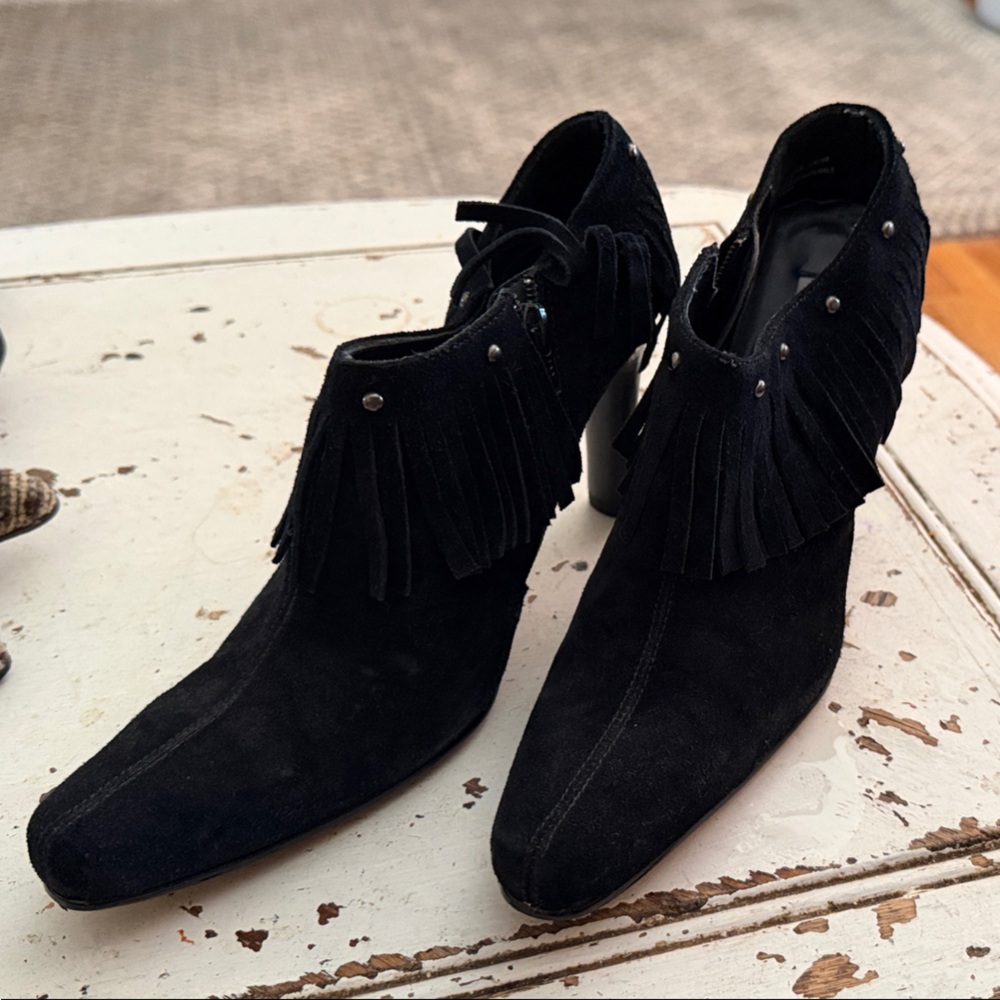 MIA Black Fringe Ankle Booties